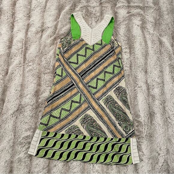 New Calypso St Barth Green Beaded Linen & Silk Dress - Picture 4 of 6